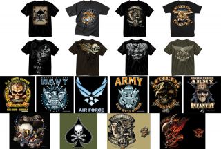Black Ink Design Military Graphic Short Sleeve T Shirts
