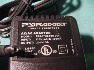 PYRAMAT SOUND FURNITURE GAMING SPEAKER CHAIR POWER SUPPLY 20V 1.5A 