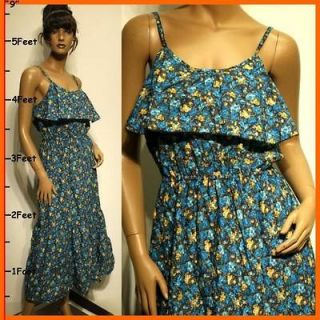 New Blue/Aqua Spaghetti Summer Cotton Ladies Long Maxi Sun Dress S/M/L 