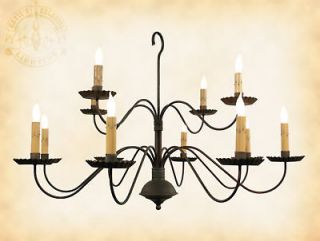 DINAH 5 ARM WROUGHT IRON CHANDELIER/PRI​MITIVE COUNTRY COLONIAL 