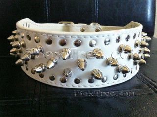   in White Spiked & Studded Collars Dog collar leather collar