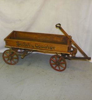 Antique Wooden Spoke Wheel Coaster Wagon