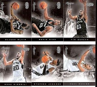   Prestige Basketball San Antonio Spurs Team Set Duncan Parker Ginobili