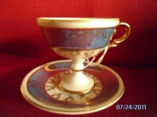   LEFTON DEMITASSE Footed CUP & SAUCER Victorian Couple Paper label