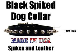 Wide Spiked Leather Dog Collar Studded Puppy Pet
