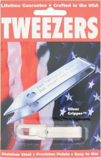 Uncle Bills Silver Gripper Percision Tweezers with Clip Holder