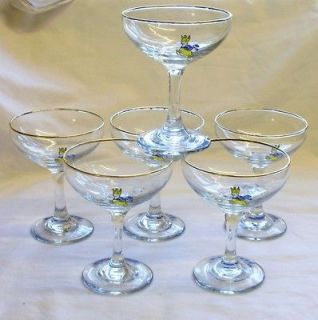 Vintage Retro Babycham Cocktail Bambi Deer Round Stem Glasses 1970s