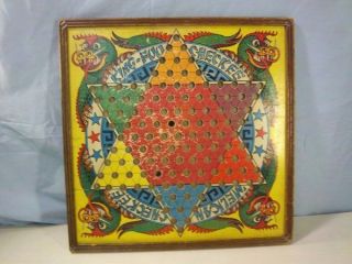 1938 KING FUU CHECKEE & MELICAN CHECKEE. ANTIQUE CHECKERS GAME BOARD
