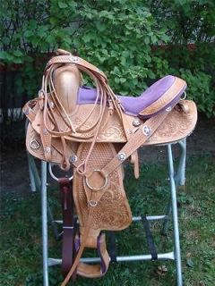   SNS LITE OIL PURPLE BARREL HORSE Western STAR SHOW horse SADDLE SET
