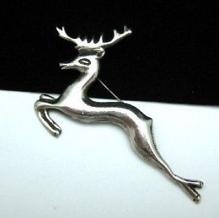 Vtg Mexico Sterling Reindeer Brooch Pin Silver Deer Gazelle