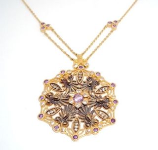 ANATOLIAN Medallion Amethyst Pendant 14K Yellow Gold