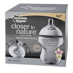Closer to Nature Tommee Tippee New 260mL Baby Bottles 4 Pack + 4 Slow 