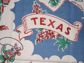 Perfect* TEXAS SOUVENIR MAP of STATE Cotton Tablecloth 52x51 *Perfect 