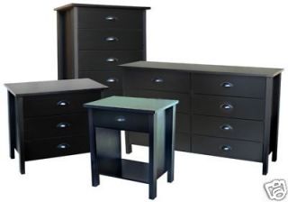 pc Black Bedroom Storage Chest/Dresser/​Nightstand Set