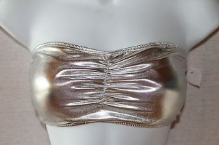 BABY PHAT bandeau crop tube top strapless clubwear metallic silver sz 