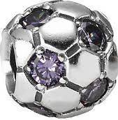 RETIRED AUTHENTIC PANDORA STERLING SILVER PURPLE STONE SOCCER BALL 