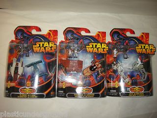 NEW STAR WARS ROTS MICRO VEHICLES SETS W/ 6 SPACE SHIPS AND 6 FIGURES 