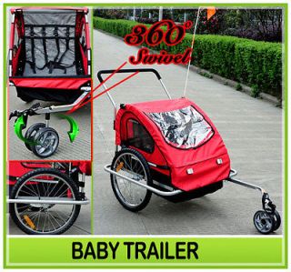 2IN1 DOUBLE KIDS BABY BIKE BICYCLE TRAILER STROLLER JOGGER CARRIER 