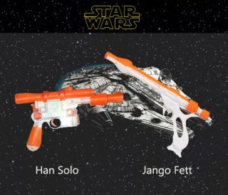 Movie Star Wars Trilogy Toy Han Solo Jango Fett Sound Action Blaster 