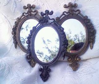   ITALIAN BRASS MIRRORS ORNATE COLLECTIBLE MIRRORS, DOUBLE AS FRAME