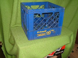 vintage blue dairy milk crate container plastic 1981