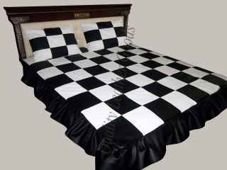   Leather Bed Sheet Checked Design Single/Double/​King/Super King Size