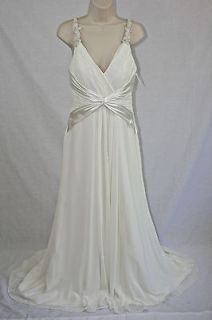   BRIDAL DRESS IVORY CHIFFON WEDDING GOWN WITH BEADED STRAPS SIZE 8