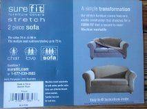 SURE FIT 2 PIECE SOFA COVER STRETCH PIQUE TAUPE NEW