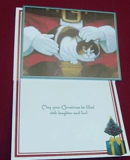 21 Lang Christmas Cards Calico Cat Molly Mangelsdorf on Santas Lap 