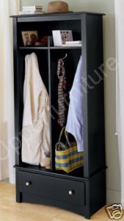 Black Armoires w Storage Drawer & Shelf, Coat Rack