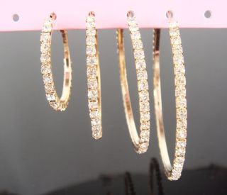 pair Crystal Swarovski Earring Hoop Circle For 4 Size Gold 