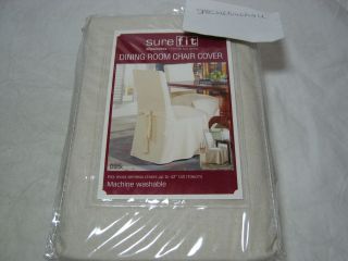 Sure Fit Dining Room Chair Cover   Duck Solid DRC Back Tie   Natural 