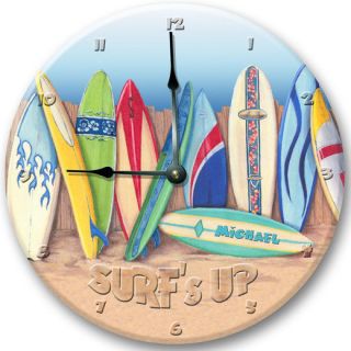 10.5 SURF BOARDS PERSONALIZED WOOD WALL ART CLOCK
