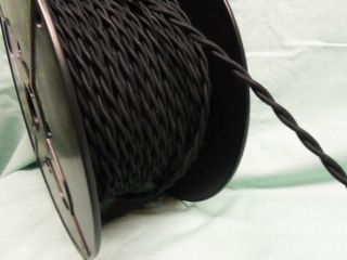 NEW 2 CONDUCTOR 18 GA BLACK COTTON TWISTED(CLOTH COVERED) WIRE. MADE 
