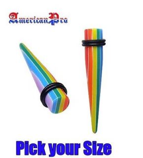 PC (1 Pair) Acrylic Tapers rainbow color Stretcher Expander Pick 