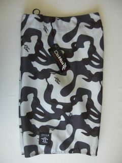 Da Hui Mens Board Shorts Swim Bathing Suit Trooper Trunks Black/Gray 