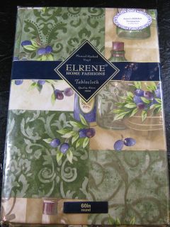    BACKED VINYL TABLECLOTHS BY ELRENE HOME FASHIONS 60 INCH ROUND NEW