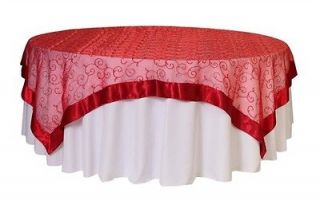   24 Christmas Red Embroidered Table Overlays Table Cloth Linens Wedding