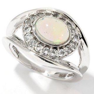 Sterling Silver 8x6mm Ethiopian Opal & White Topaz Ring Size 7 ShopNBC