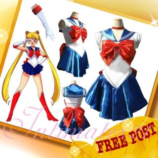   Costume Cosplay Uniform Fancy Deluxe Sailor Moon Tsukino /Gloves @AS03