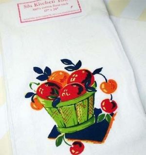   Style FARM STAND Basket Fruit Cherry Flour Sack Kitchen Dish Tea Towel