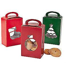 Paper Christmas Boxes w/ Cutouts Cookie Candy Buffet Party Favor Box 