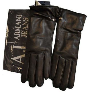 New BLACK Armani Jeans Gloves Wool Size L  4914