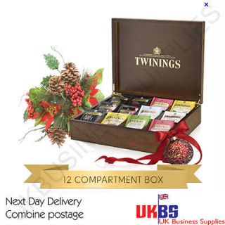   12 Compartment Wooden Tea Chest Box With Over 120 Tea Bags BNIB