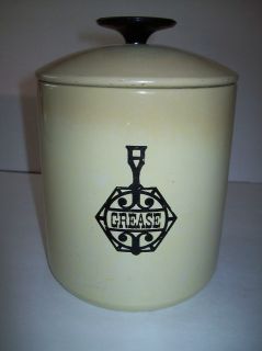 RARE Vintage Retro Metal Tin Grease Canister & Lid Gold Color 