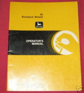 John Deere Model 4E Backpack Blower Operatorss Manual
