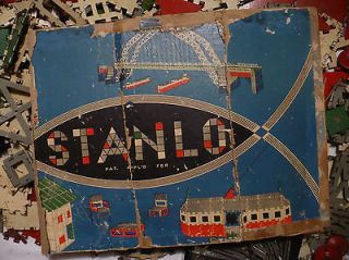   Antique 30s Stanlo Building Steel Construction Erector Set Toy Parts