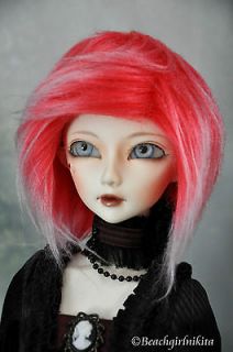 Bright Red Frost Faux Fur Wig SD Dollfie 1/3 BJD Luts Fairyland Pullip 