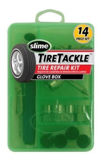   Tire Repair Tackle Kit Schrader Valve Air Gauge Caps 4Way Tool NEW
