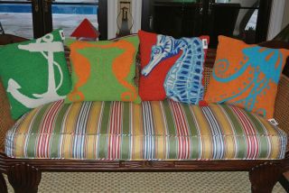 18 x 18 Decorative Nautical Hook Throw Pillows NEW